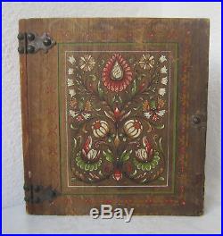11 Beautiful ANTIQUE vintage hand PAINTED wooden BOX BOOK SHAPED, folk art