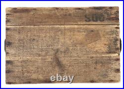 13 Antique Folk Art Primitive Lach & Handled Blue Painted Document Box