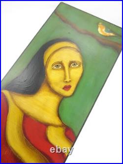 14 Sherry Dooley 2006 Folk Art Painting On Wood Woman's Portrait