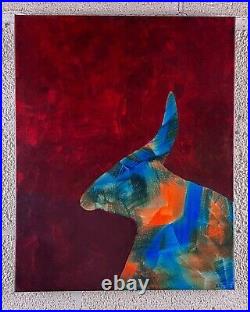 16 x 20 e9Art bull steer abstract naive outsider folk art brut primitive raw