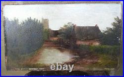 1700s CARISBROOKE Isle of Wight oil painting for restoration G. EICHEL antique