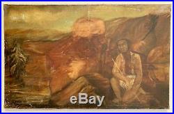 17-1800s South Western Folk Art Primitive Native American Indian Canyon Antique