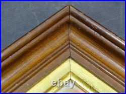 1800's Antique COASTAL LANDSCAPE Victorian NAIVE FOLK ART Painting WALNUT FRAME