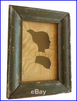 1800s AAFA Antique Folk Art Naive Painted Frame Silhouette