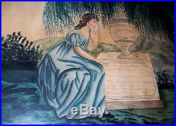 1820's CLASSIC MOURNING PAINTING FOLK ART Historic DALRYMPLE Mass. FAMILY