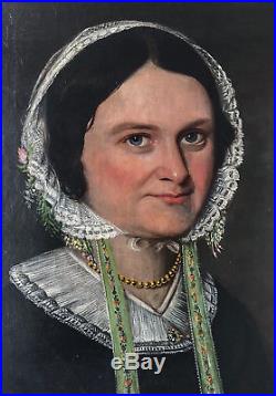 1830-1840 American Pennsylvania Naive oil painting Portrait Primitive Folk Art