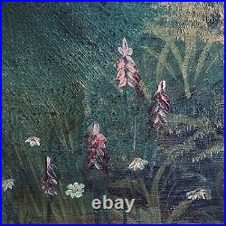 1839 Mary Jane Peale, Age 12 PA Folk Art Oil Landscape Painting on Panel Signed