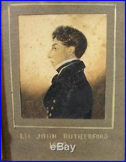 1849 Antique 19thC Miniature American Folk Art US Navy John Rutherford Painting