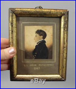 1849 Antique 19thC Miniature American Folk Art US Navy John Rutherford Painting