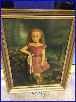 1870's Little Girl Portrait Oil Painting Luella Sydney Jones Friend 1868-1944