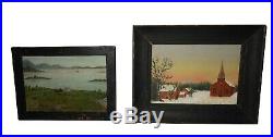 1876 AAFA Hudson River Lake George Folk Art Naive Primitive Painting Landscape
