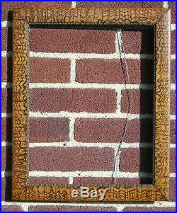 1880 Hand Decorated Faux Bois Folk Art with Beaded Sight Picture Frame 11 x 14