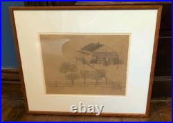 1889 Preston County West Virginia Primitive Folk Art Painting Framed VTG Rare