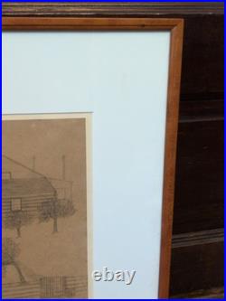 1889 Preston County West Virginia Primitive Folk Art Painting Framed VTG Rare