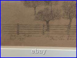 1889 Preston County West Virginia Primitive Folk Art Painting Framed VTG Rare