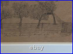 1889 Preston County West Virginia Primitive Folk Art Painting Framed VTG Rare