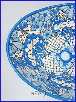 18 VESSEL TALAVERA SINK oval basket shape mexican hand painted ceramic folk art