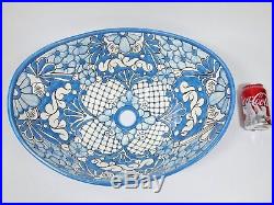 18 VESSEL TALAVERA SINK oval basket shape mexican hand painted ceramic folk art