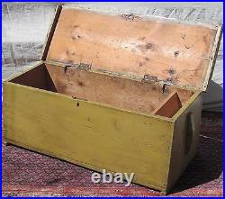 18th C Canted Antique Sea Chest With 1944 Artist Painted Harbor & Lighthouse