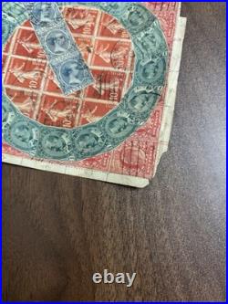 1914 Folk Art Picture Made from Postal Stamp Philatelic Wall Art Geometric Piece