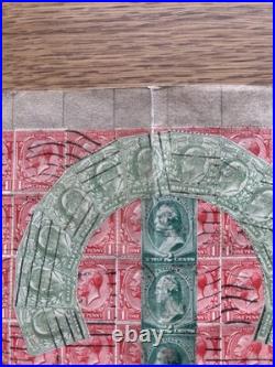 1915 Folk Art Picture Made from Postal Stamp Philatelic Wall Art Geometric Piece