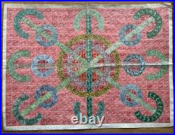 1915 Folk Art Picture Made from Postal Stamp Philatelic Wall Art Geometric Piece