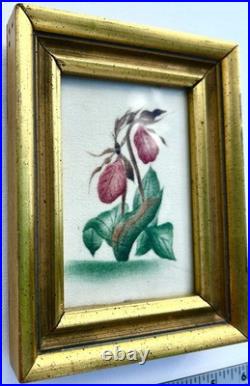 1915 RARE PAIR Old Saybrooke Ct. Folk Art Botanical Theorem Paintings On Velvet