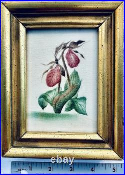 1915 RARE PAIR Old Saybrooke Ct. Folk Art Botanical Theorem Paintings On Velvet