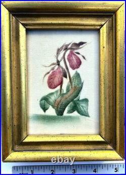 1915 RARE PAIR Old Saybrooke Ct. Folk Art Botanical Theorem Paintings On Velvet