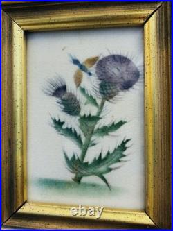 1915 RARE PAIR Old Saybrooke Ct. Folk Art Botanical Theorem Paintings On Velvet 1915 RARE PAIR Old Saybrooke Ct. Folk Art Botanical Theorem Paintings On Velvet