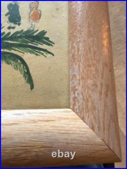 1949 Signed Original Folk Art Bicycle Race Painting Coastal Framed