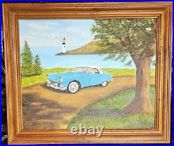 1956 Ford Thunderbird original fine art oil painting 20 x 16 by Myrt Gilstorff