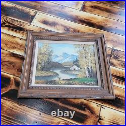 1960's Landscape Oil By S. Young Cottage On The River