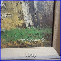 1960's Landscape Oil By S. Young Cottage On The River