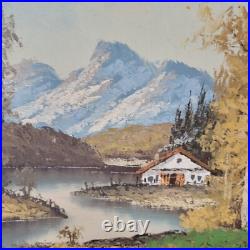 1960's Landscape Oil By S. Young Cottage On The River