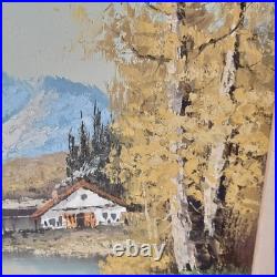 1960's Landscape Oil By S. Young Cottage On The River