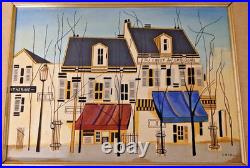 1960's Vintage Lillian Latal Folk Art Oil Painting Framed- Signed-Dated-Titled