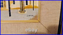 1960's Vintage Lillian Latal Folk Art Oil Painting Framed- Signed-Dated-Titled