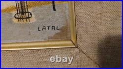 1960's Vintage Lillian Latal Folk Art Oil Painting Framed- Signed-Dated-Titled