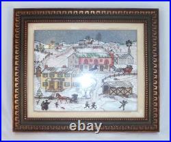 1967 Water Gouache Folk-art Painting of Amish Farm in Winter By John Kauffman