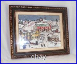 1967 Water Gouache Folk-art Painting of Amish Farm in Winter By John Kauffman