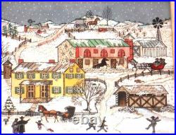 1967 Water Gouache Folk-art Painting of Amish Farm in Winter By John Kauffman