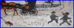 1967 Water Gouache Folk-art Painting of Amish Farm in Winter By John Kauffman
