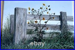 1970 Janet Montgomery Listed Dallas Texas Artist Folk Art Oil Painting Vtg Rare