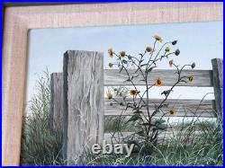 1970 Janet Montgomery Listed Dallas Texas Artist Folk Art Oil Painting Vtg Rare