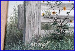 1970 Janet Montgomery Listed Dallas Texas Artist Folk Art Oil Painting Vtg Rare