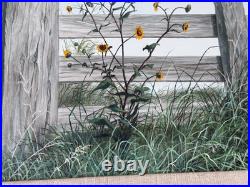 1970 Janet Montgomery Listed Dallas Texas Artist Folk Art Oil Painting Vtg Rare