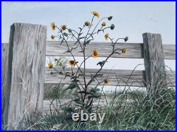 1970 Janet Montgomery Listed Dallas Texas Artist Folk Art Oil Painting Vtg Rare