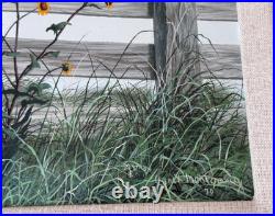 1970 Janet Montgomery Listed Dallas Texas Artist Folk Art Oil Painting Vtg Rare