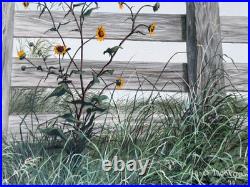 1970 Janet Montgomery Listed Dallas Texas Artist Folk Art Oil Painting Vtg Rare